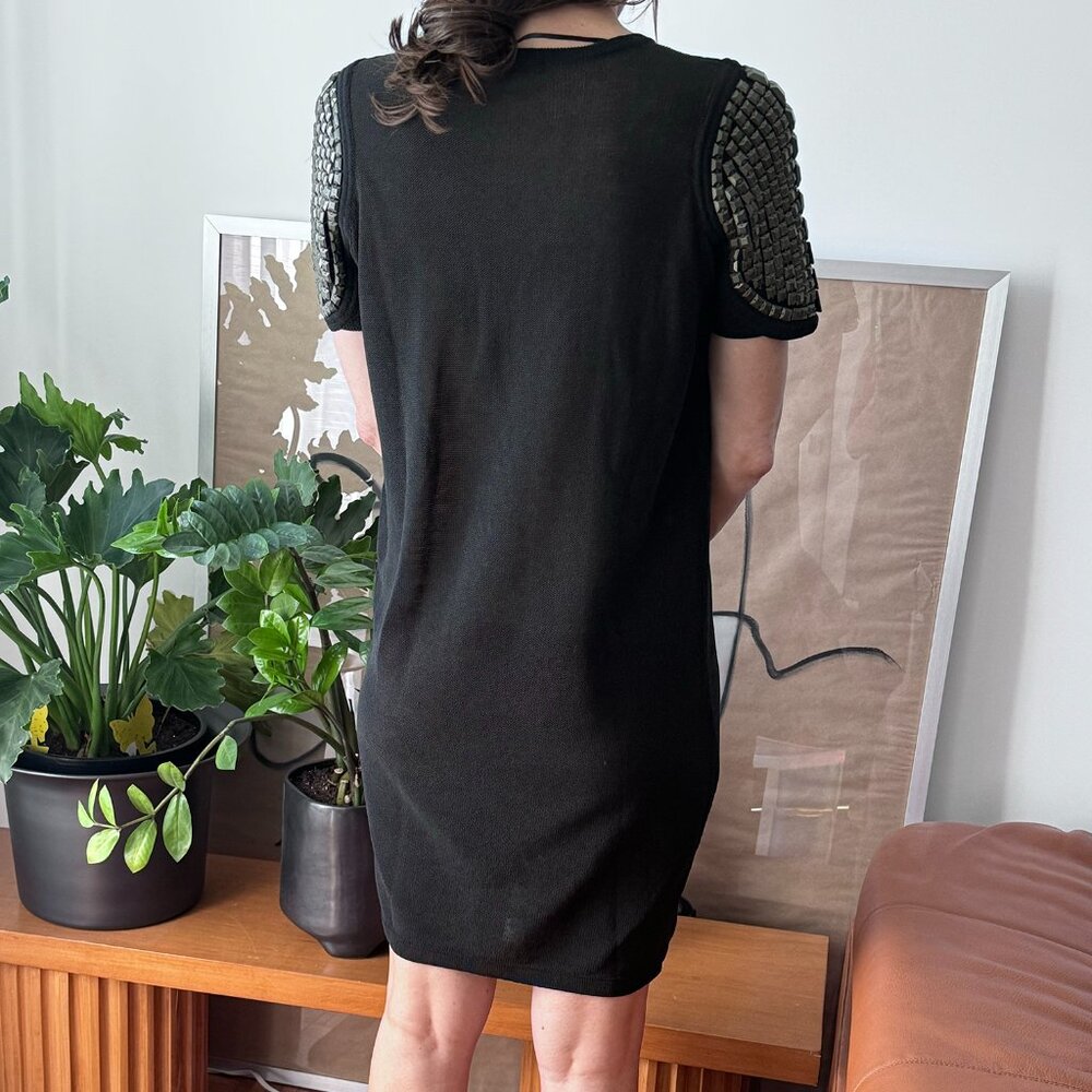 Vintage COS knit dress with embellished studded shoulders, sz M - Picture 4 of 6